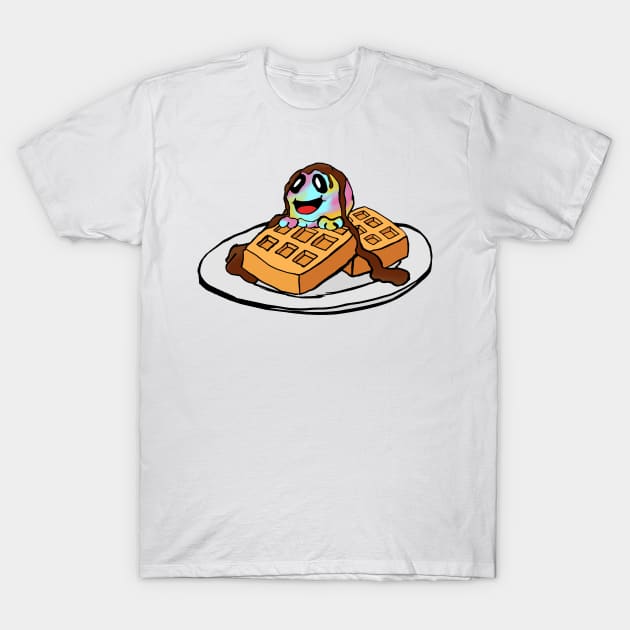 Ice Cream Kaiju (Waffles, Rainbow) T-Shirt by The Toku Verse